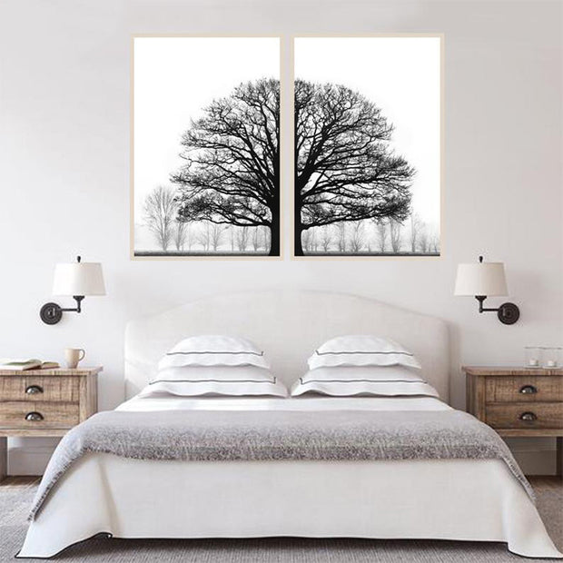 Black And White Winter Trees Painting