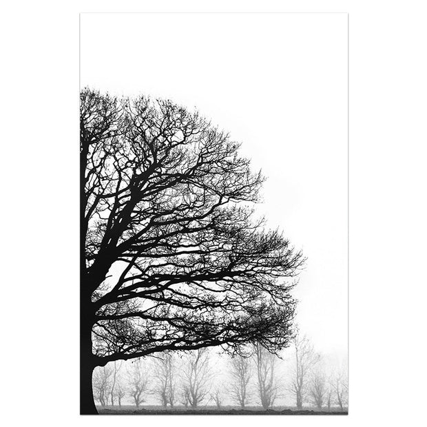 Black And White Winter Trees Painting