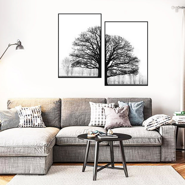 Black And White Winter Trees Painting