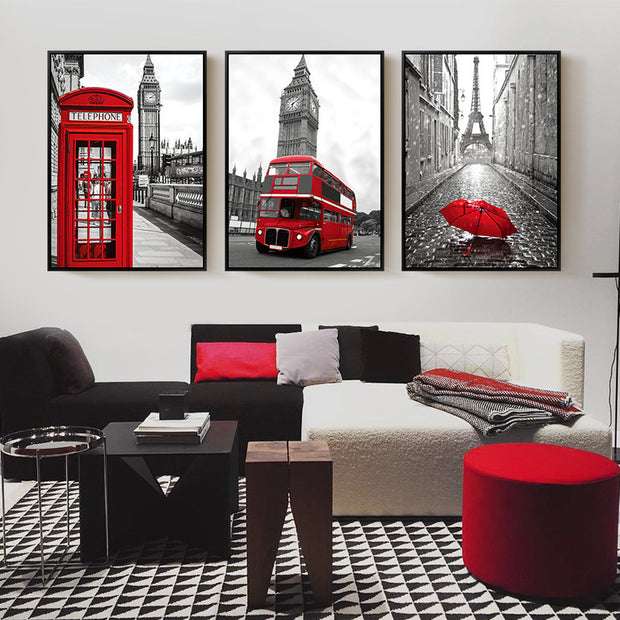 London, Big Ben, Eiffel Tower Oil Paintings